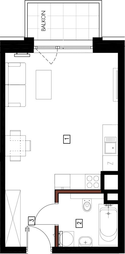 Plan 1 pok. 32m²