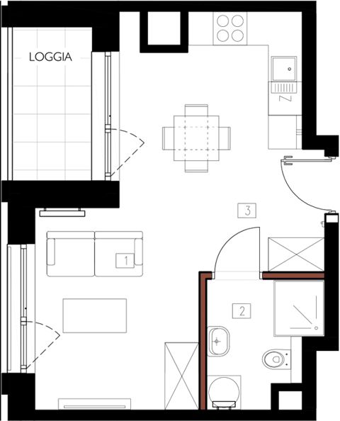 Plan 1 pok. 28m²