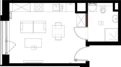 Plan 1 pok. 26m²