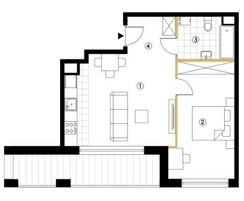 Plan 2 pok. 45m²