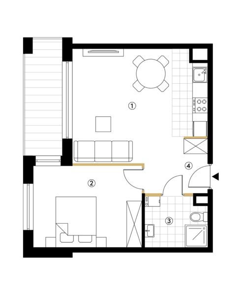 Plan 2 pok. 43m²