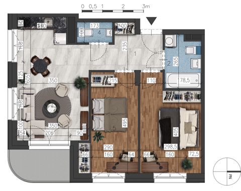 Plan 3 pok. 57m²