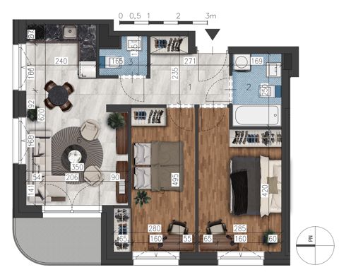 Plan 3 pok. 56m²