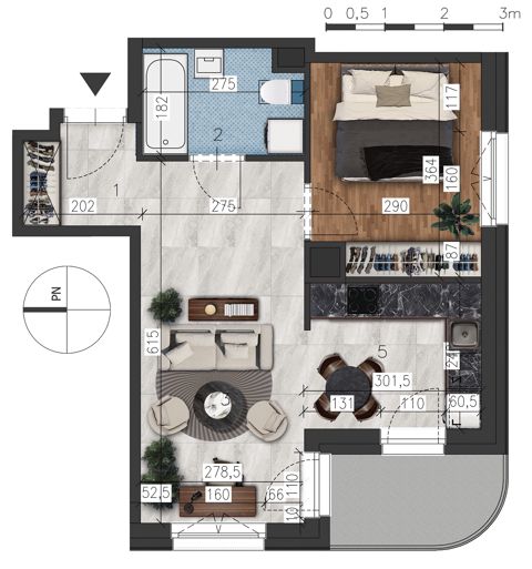 Plan 2 pok. 42m²
