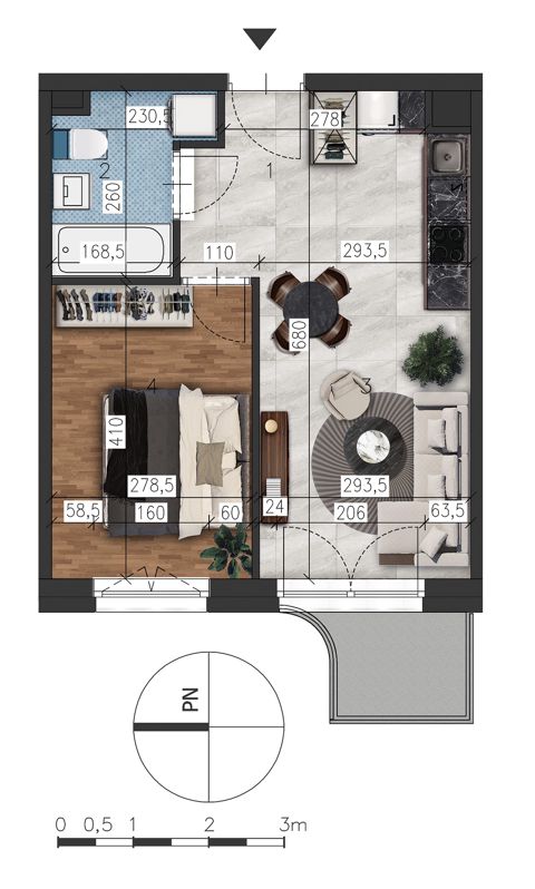 Plan 2 pok. 38m²