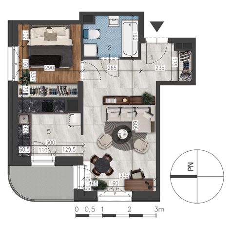 Plan 2 pok. 44m²