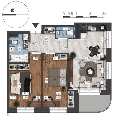 Plan 3 pok. 57m²