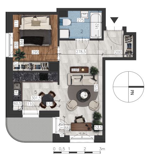 Plan 2 pok. 42m²