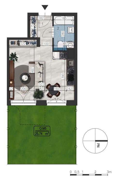 Plan 1 pok. 31m²