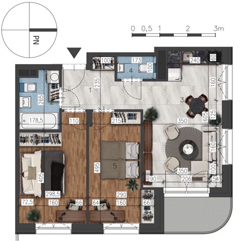 Plan 3 pok. 57m²