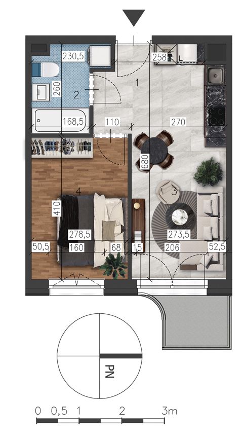 Plan 2 pok. 36m²