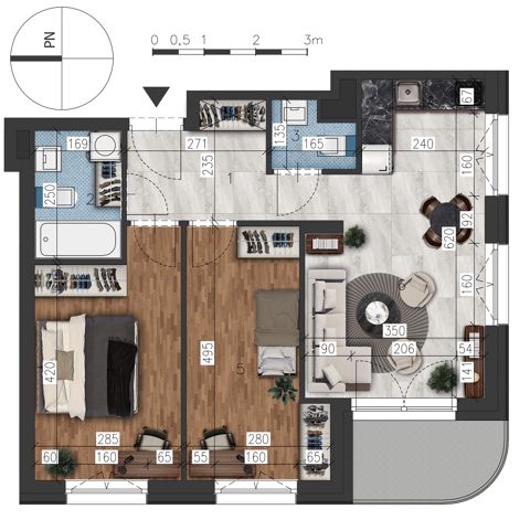Plan 3 pok. 56m²
