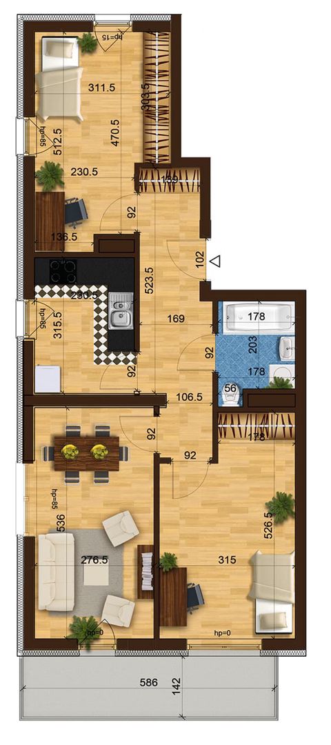 Plan 3 pok. 64m²