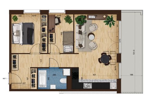 Plan 3 pok. 61m²