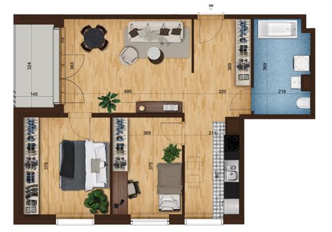 Plan 3 pok. 65m²