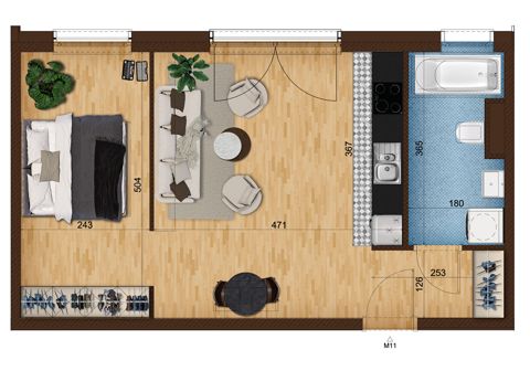Plan 1 pok. 45m²