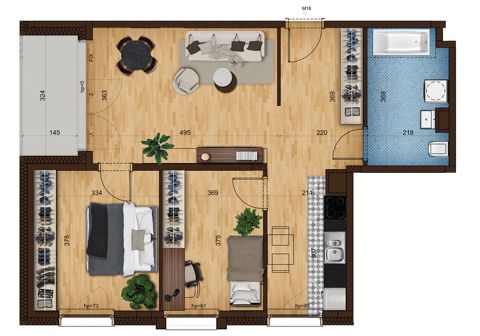 Plan 3 pok. 65m²