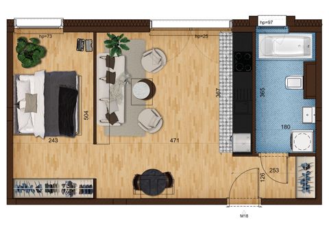 Plan 1 pok. 45m²