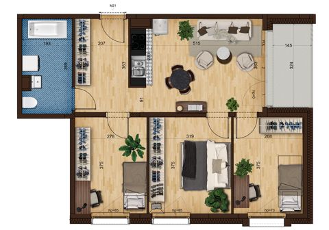 Plan 4 pok. 66m²