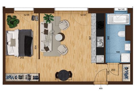 Plan 1 pok. 45m²