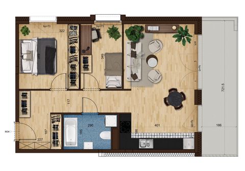 Plan 3 pok. 61m²