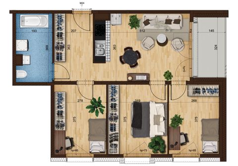Plan 4 pok. 66m²