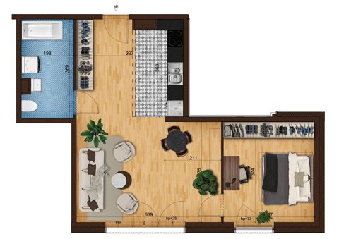 Plan 2 pok. 54m²