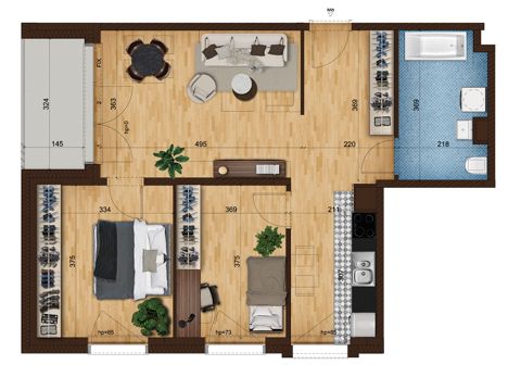 Plan 3 pok. 65m²