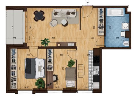 Plan 3 pok. 65m²