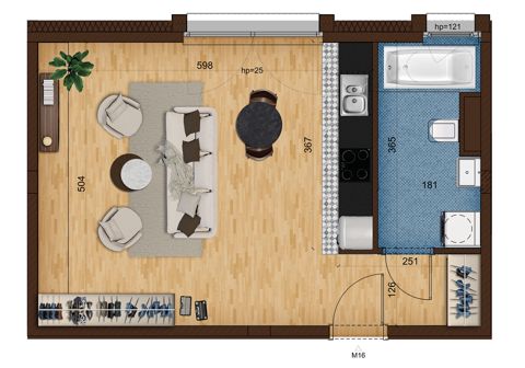 Plan 1 pok. 39m²
