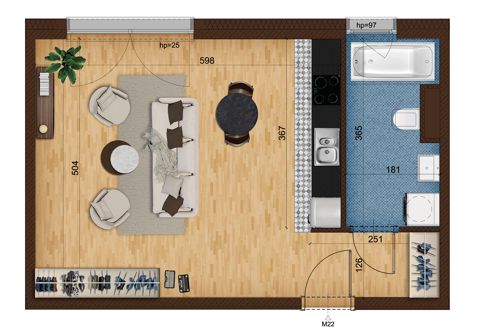 Plan 1 pok. 39m²