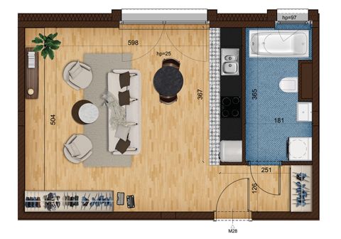 Plan 1 pok. 39m²