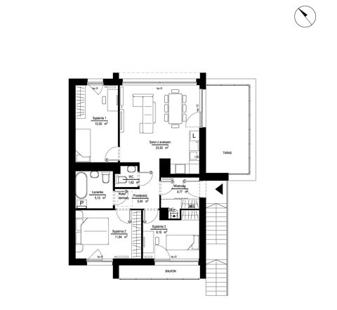 Plan 4 pok. 74m²