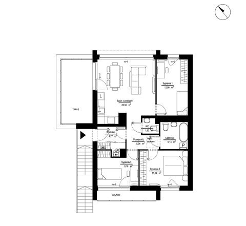 Plan 4 pok. 74m²