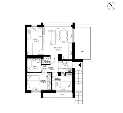 Plan 4 pok. 74m²