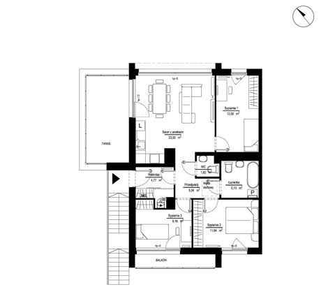 Plan 4 pok. 74m²
