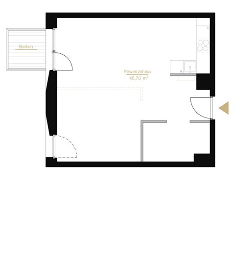 Plan 1 pok. 46m²
