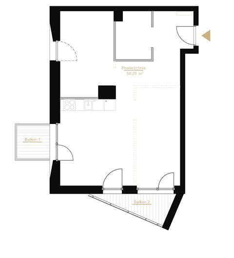 Plan 1 pok. 58m²