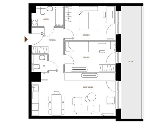 Plan 3 pok. 64m²