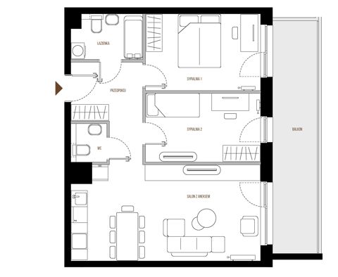 Plan 3 pok. 64m²