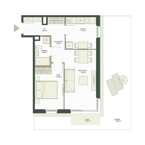 Plan 2 pok. 45m²