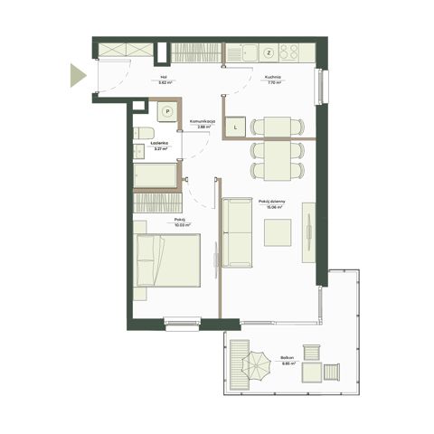 Plan 2 pok. 45m²