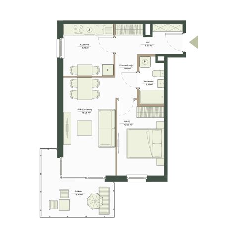 Plan 2 pok. 45m²