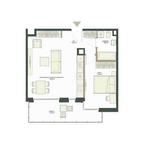 Plan 2 pok. 48m²