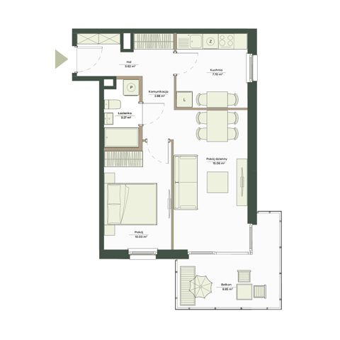 Plan 2 pok. 45m²