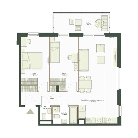 Plan 3 pok. 64m²