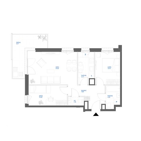 Plan 3 pok. 61m²