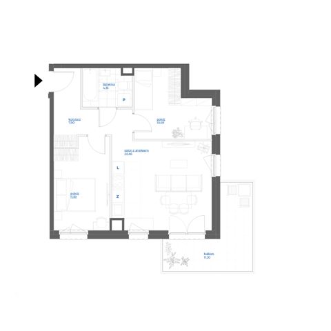 Plan 3 pok. 55m²