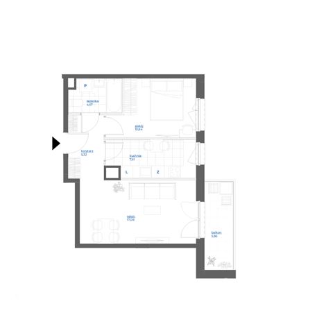 Plan 2 pok. 45m²