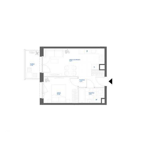 Plan 2 pok. 38m²